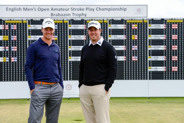 Ben Stow and Ryan Evans pose for a photo on day three of the Brabazon Trophy in 2014.
