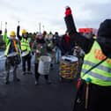 Drummers with Extinction Rebellion play as they begin their second of a three-day mass action protest at the Bradley Open Cast coal mine on February 27 in Consett. Photo by Ian Forsyth/Getty Images.