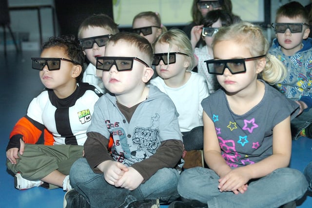 Can you recognise the pupils who were watching a 3-D film at the school 12 years ago?