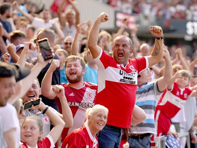 Middlesbrough fans celebrate. PA.