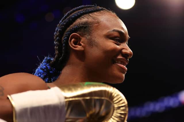 Claressa Shields gatecrashed Savannah Marshall's fight press conference after her undisputed super middleweight win over Franchon Crew-Dezurn. (Photo by Gregory Shamus/Getty Images)