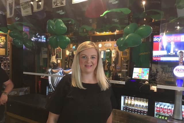 Sophie Haygarth, manager and licensee of O'Malley's Irish bar in Church Square, Hartlepool.
