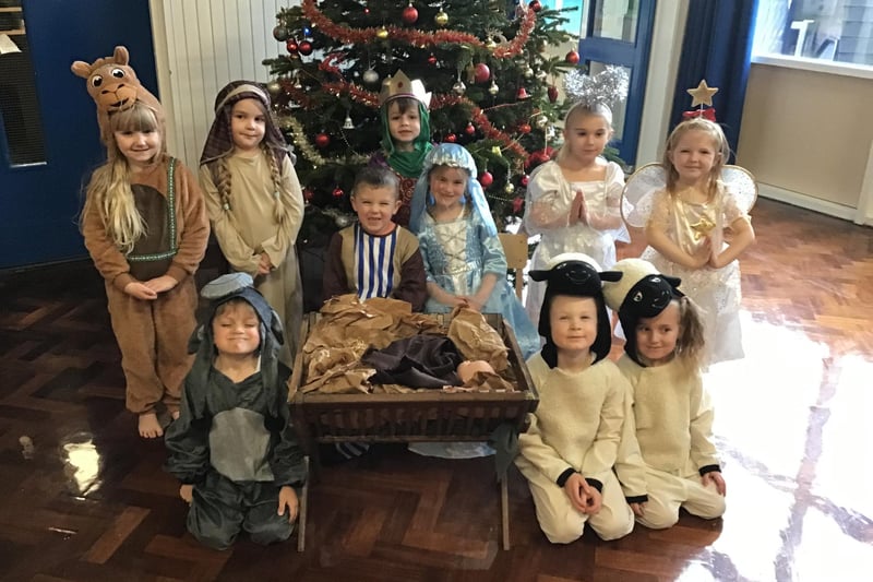 The cast of Fens Primary School's Nativity production.