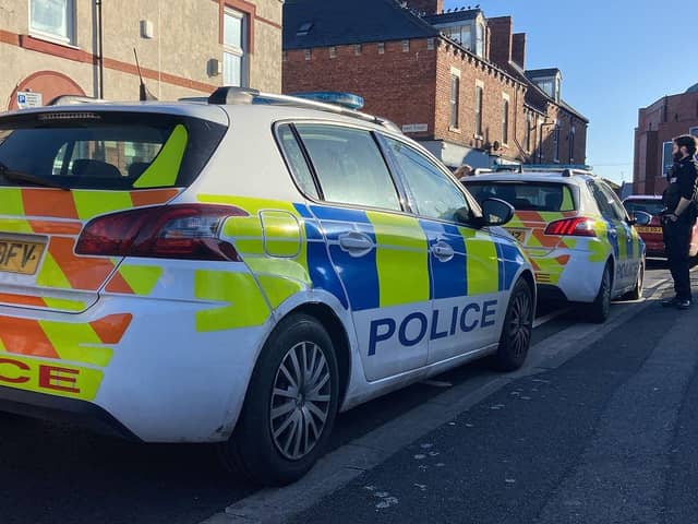 Police officers at the scene of an incident in the Barbara Mann Court and Elliott Street areas of Hartlepool. Picture by FRANK REID
