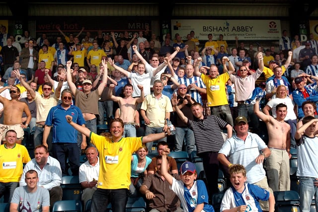 Hartlepool United fans as the final whistle is blown at Wycombe.