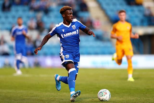 Mikael Ndjoli pictured playing for Gillingham. (Photo by Jack Thomas/Getty Images).