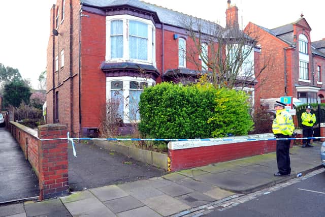 Police cordon off a property in Hutton Avenue, Hartlepool, after launching their investigation into the 2013 murder of Mark Denton.