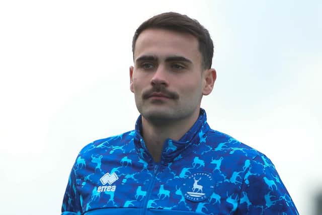 Hartlepool United's Reghan Tumilty has been supporting the 'Movember' campaign throughout the month of November. (Credit: Michael Driver | MI News)