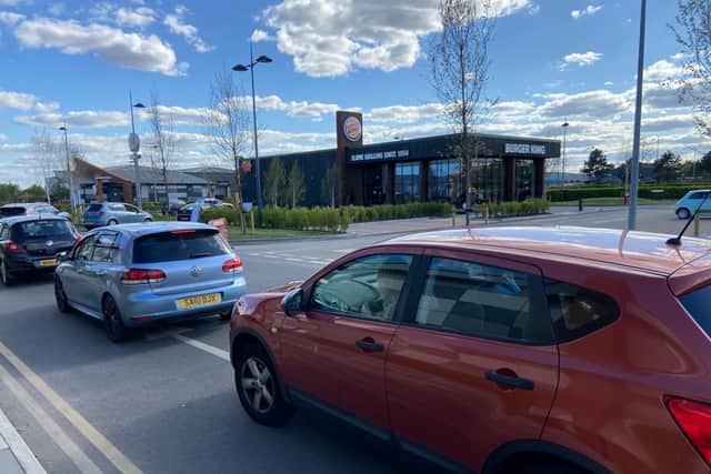 There were long queues for the drive-thru at Burger King on Tees Bay Retail Park throughout the afternoon.