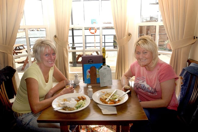 These two ladies are enjoying a meal with a view at Jacksons Wharf in 2007.