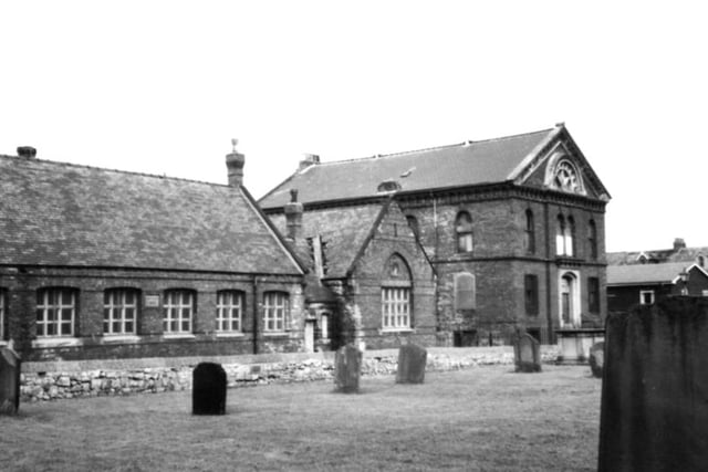Church Close School in 1982 with the United Methodist Church, later Morison Hall, to the right of it. Photo: Hartlepool Library Service.