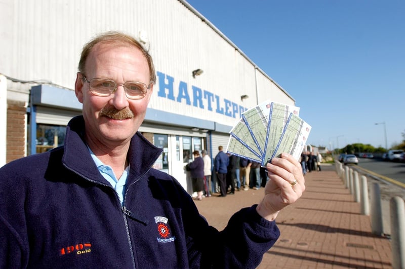 Former schoolteacher Michael Ward clutches tickets for the 2005 League One play-off semi-final clash with Tranmere Rovers in 2005.