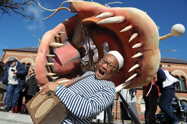This huge puppet of a sea monster caused waves at Hartlepool Folk Festival.