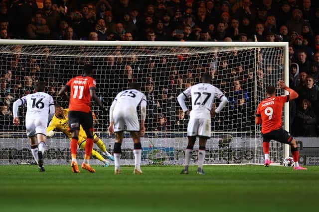 Carlton Morris scored from the penalty spot as Luton Town beat Middlesbrough 2-1 at Kenilworth Road. (Photo by Julian Finney/Getty Images)