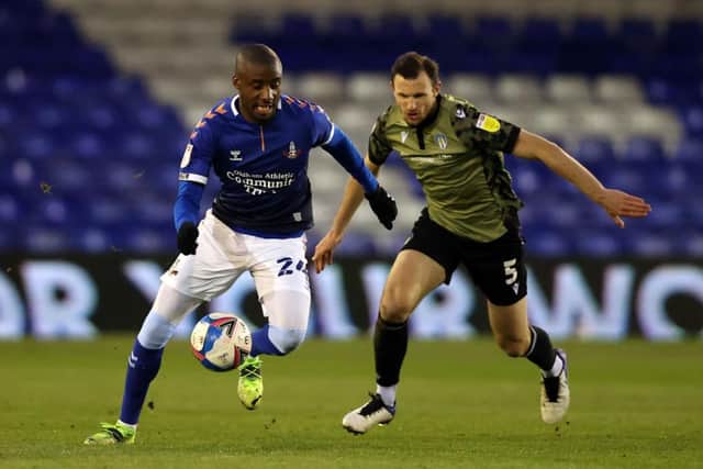 Dylan Bahamboula playing for Oldham Athletic.