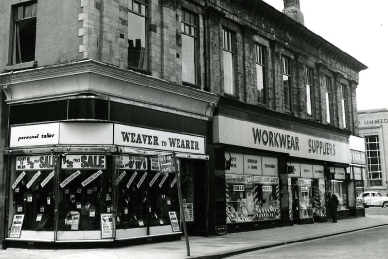 Shops in Lynn Street, Hartlepool. Weaver to Wearer and Workwear Suppliers are in the picture. Photo: Hartlepool Library Service