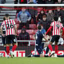Sunderland's Ellis Simms (second right) scores his sides second goal of the game in the 90th minute during the Sky Bet Championship match.