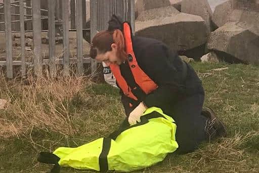 Inspector Clare Wilson rescued the seal./Photo: RSPCA