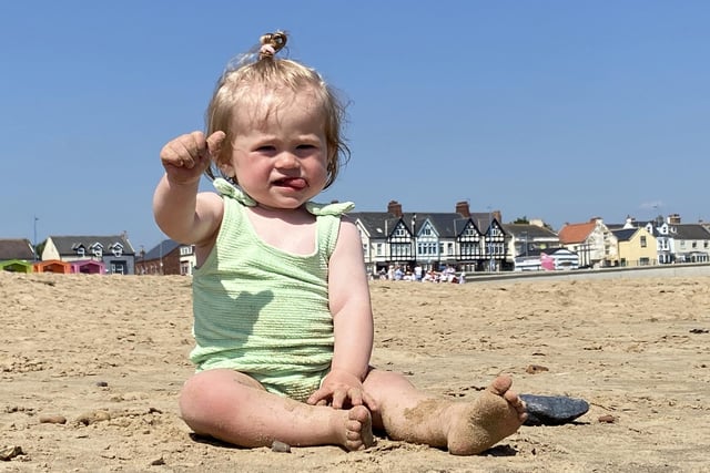 A thumbs up for the camera from little Romee at Seaton Carew. Picture by FRANK REID