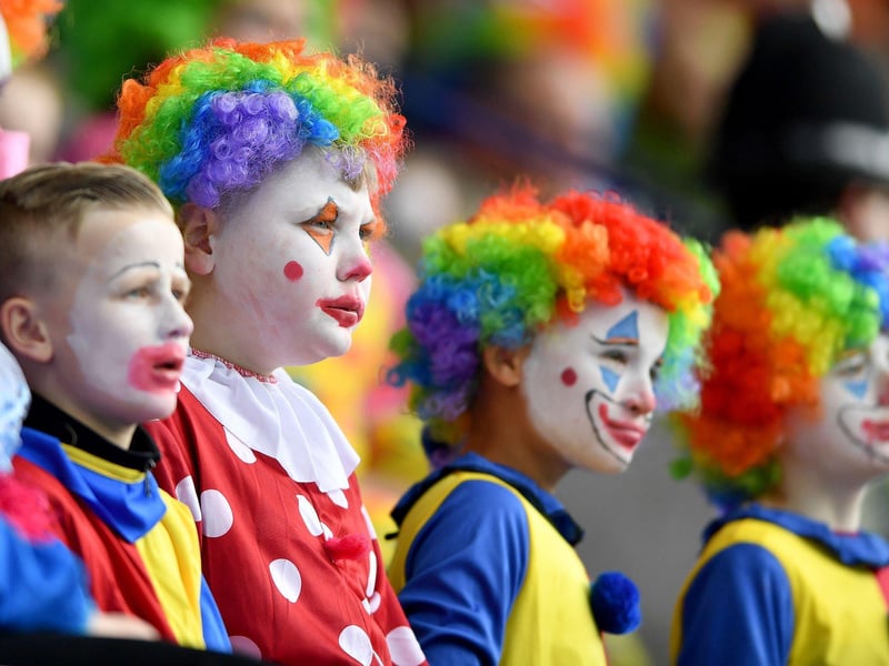Young clowns at Tranmere Rovers in 2018.