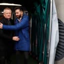 Carlos Corberán head coach of Huddersfield Town greets Chris Wilder the manager of Middlesbrough. (Photo by John Early/Getty Images)