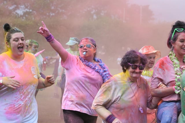 Taking part in July's Hartlepool Colour Run, in aid of Alice House Hospice, at West Hartlepool Rugby Club.