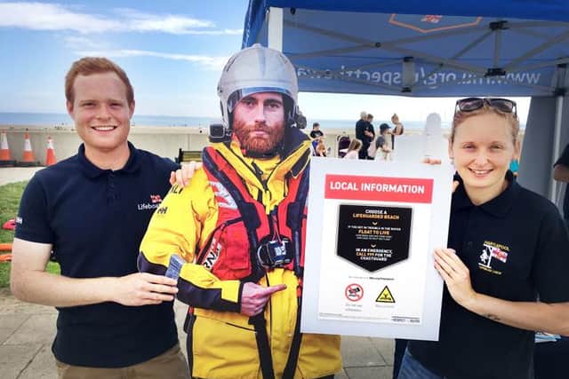 From left, Elliot Rogers, RNLI water safety co-ordinator for the North East, and Hartlepool RNLI water safety officer Jayne Mandeville.