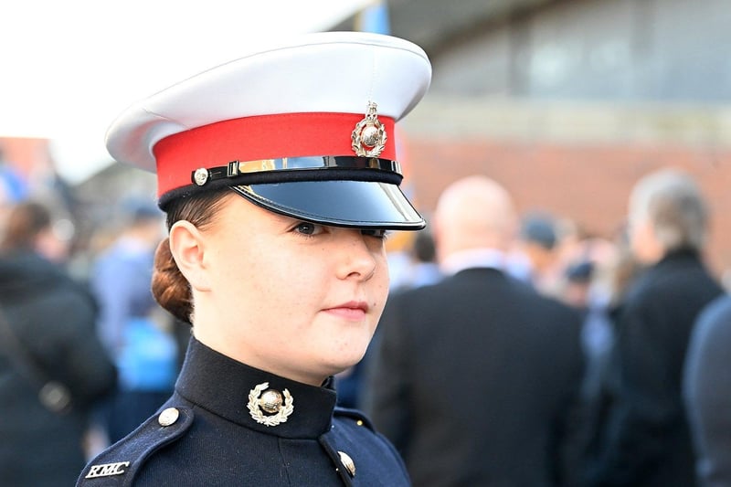 One of the Hartlepool Royal Marine Cadets stands tall during the Remembrance Day service.