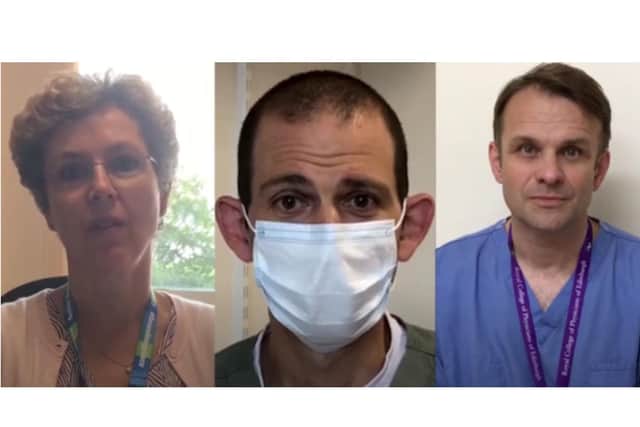 Health care leaders have urged patients not to ignore potentially life-threatening symptoms. From left: Susan Green, Barney Green and Chris Wells.