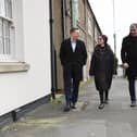 Left to right: Wes Streeting, Brenda Harrison and the Labour candidate for Tees Valley Mayor Chris McEwan in Hart Village. Picture by FRANK REID