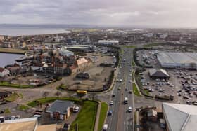 Marina Way and the surrounding area from the air.