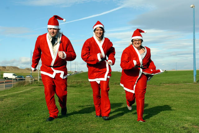 Greg Hildreth, Rosie Hornsey and Janice Forbes were pictured promoting the 2010 Santa Fun Run which set off from Hornsey's and raised money for Alice House Hospice.