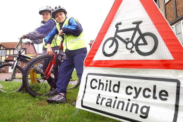 Cycling proficiency tests have been a big part of learning about road safety for decades. Here's one at Clavering Primary School in 2006.