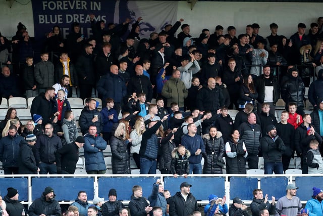 Hartlepool United fans show their support against Stockport County. (Credit: Mark Fletcher | MI News)