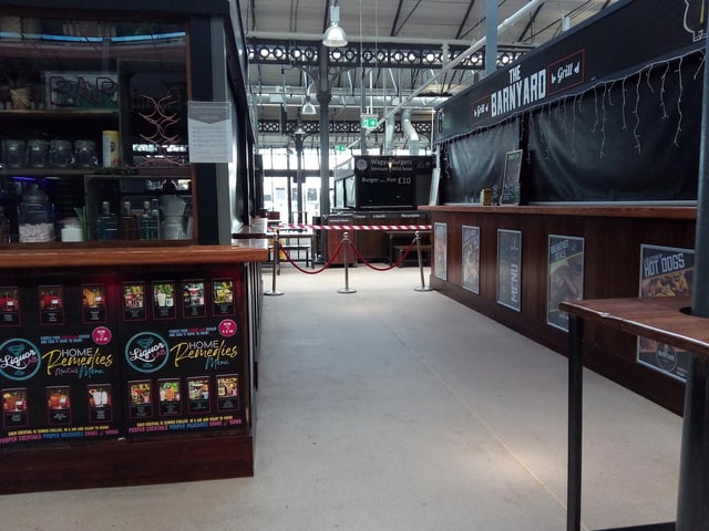 Some of the food stalls on the Wool Market that are not able to re-open until July