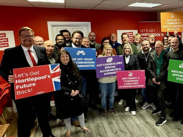 Labour candidates and supporters ahead of this year's local council elections in Hartlepool.
