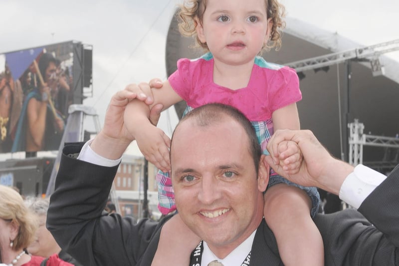 Ex mayor, Stuart Drummond, pictured with his daughter Rosemary during the Tall Ships parade.