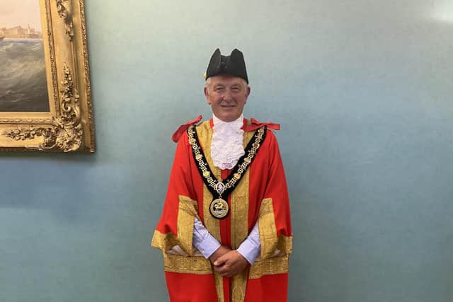 Councillor Cowie in his mayoral robes.