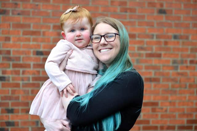 Rebecca Porritt with daughter Ava, one, who was born months after Prince Harry and Meghan's child, Archie, in 2019.