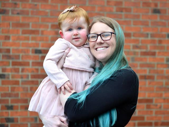 Rebecca Porritt with daughter Ava, one, who was born months after Prince Harry and Meghan's child, Archie, in 2019.