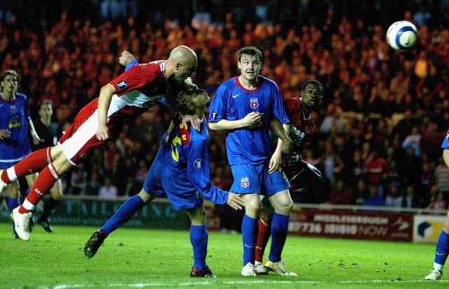 Massimo Maccarone sends Middlesbrough to the UEFA Cup final in 2006.