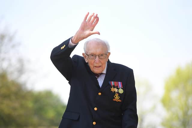 Captain Tom Moore raised over £32million for the NHS by walking 100 laps of his garden during the darkest days of the pandemic. Picture: PA.