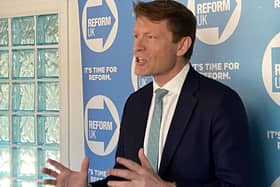Richard Tice addresses the media at the Reform UK press conference in their new Hartlepool office. Picture by FRANK REID