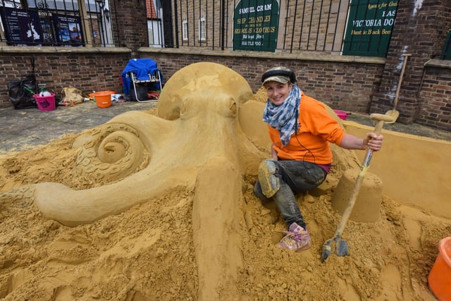 Nicola Wood from CBBC's Deadly Art was getting creative with her sand sculpture at the launch of the National Museum of the Royal Navy in Hartlepool, in 2013.