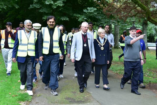 Councillor Brenda Loynes joining in the Walk for Peace in Ward Jackson Park in September.