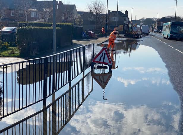 A burst water main caused flooding in Raby Road this morning.