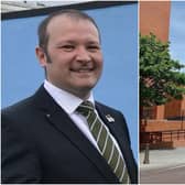 Hartlepool Armed Forces Champion Councillor Lee Cartwright and Hartlepool Civic Centre where a VJ Day flag will be raised on August 16.