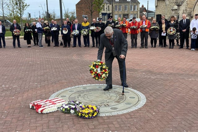 Councillor Rob Cook places a wreath on behalf of the people of Hartlepool.