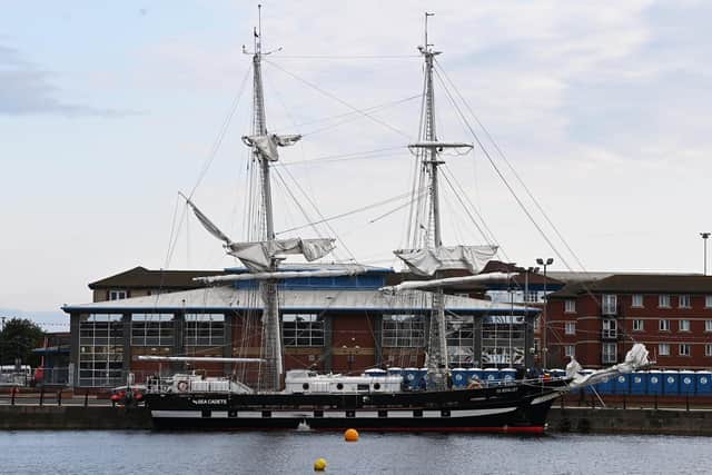 The first Tall Ship to berth at Hartlepool marina TS Royalist arrived early on Wednesday. Picture by FRANK REID
