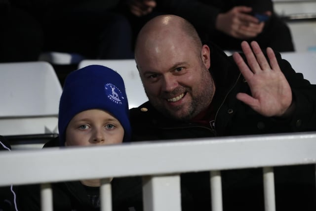 Hartlepool United supporters were all smiles ahead of their League Two fixture with Mansfield Town (Credit: Mark Fletcher | MI News)